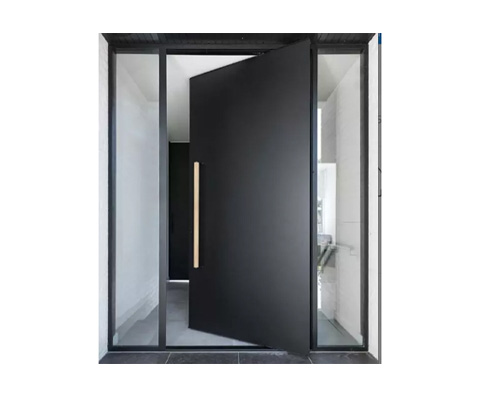 Design de luxo italiano porta de entrada de aço inoxidável pivô frontal de segurança exterior